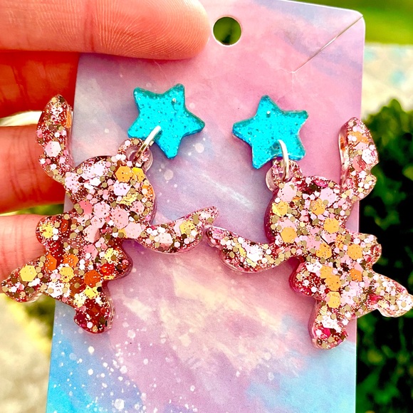 Acrylic Stitch Floral Earrings - Picture 1 of 6